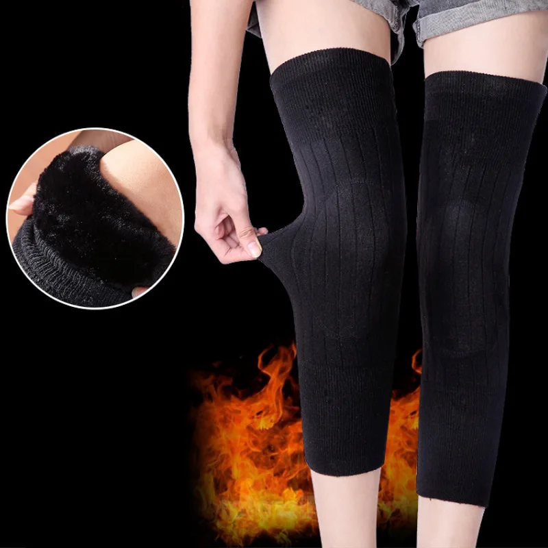 Rodillera térmica de Cachemira para hombre y mujer, manga calentadora de rodilla para piernas, rodillera de lana, soporte para dolor de