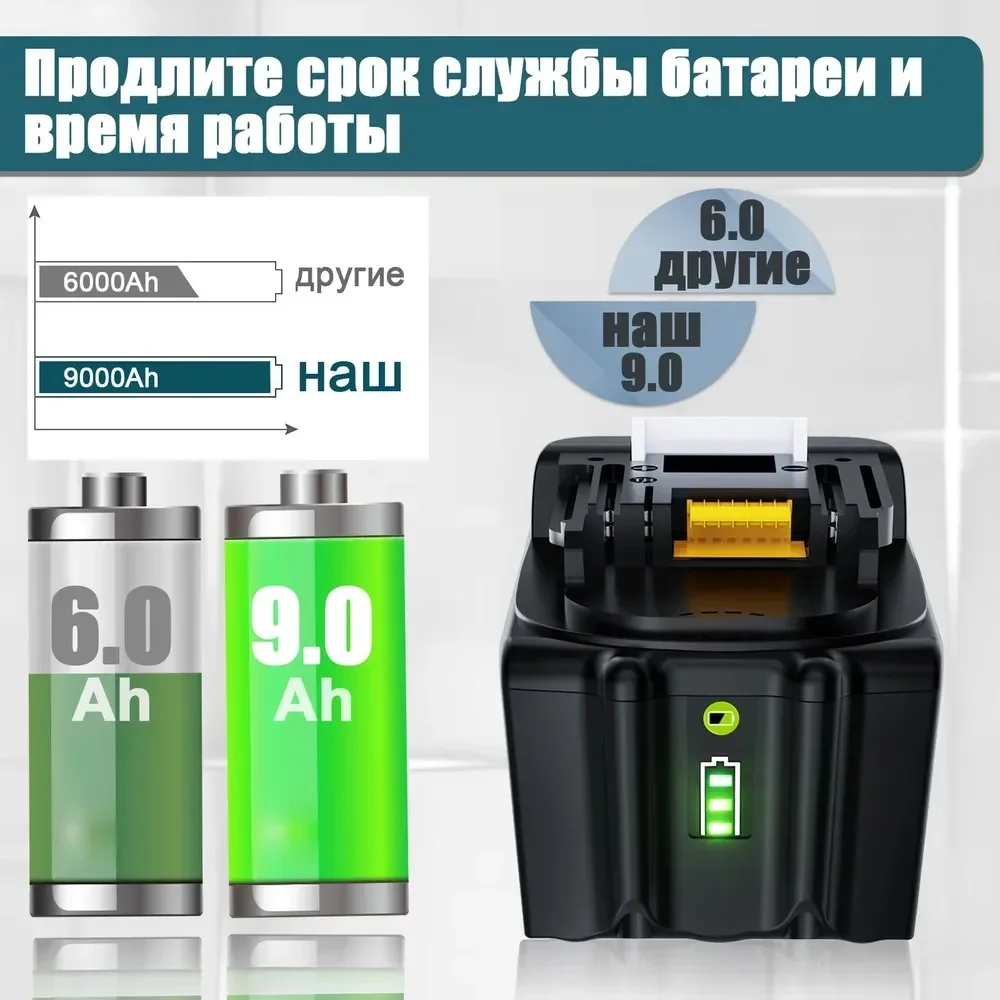 Lithium Ion Battery 18V 9000 Mah Etg Makita BL1815, BL1820, BL1830, BL1840, BL1850, BL1860