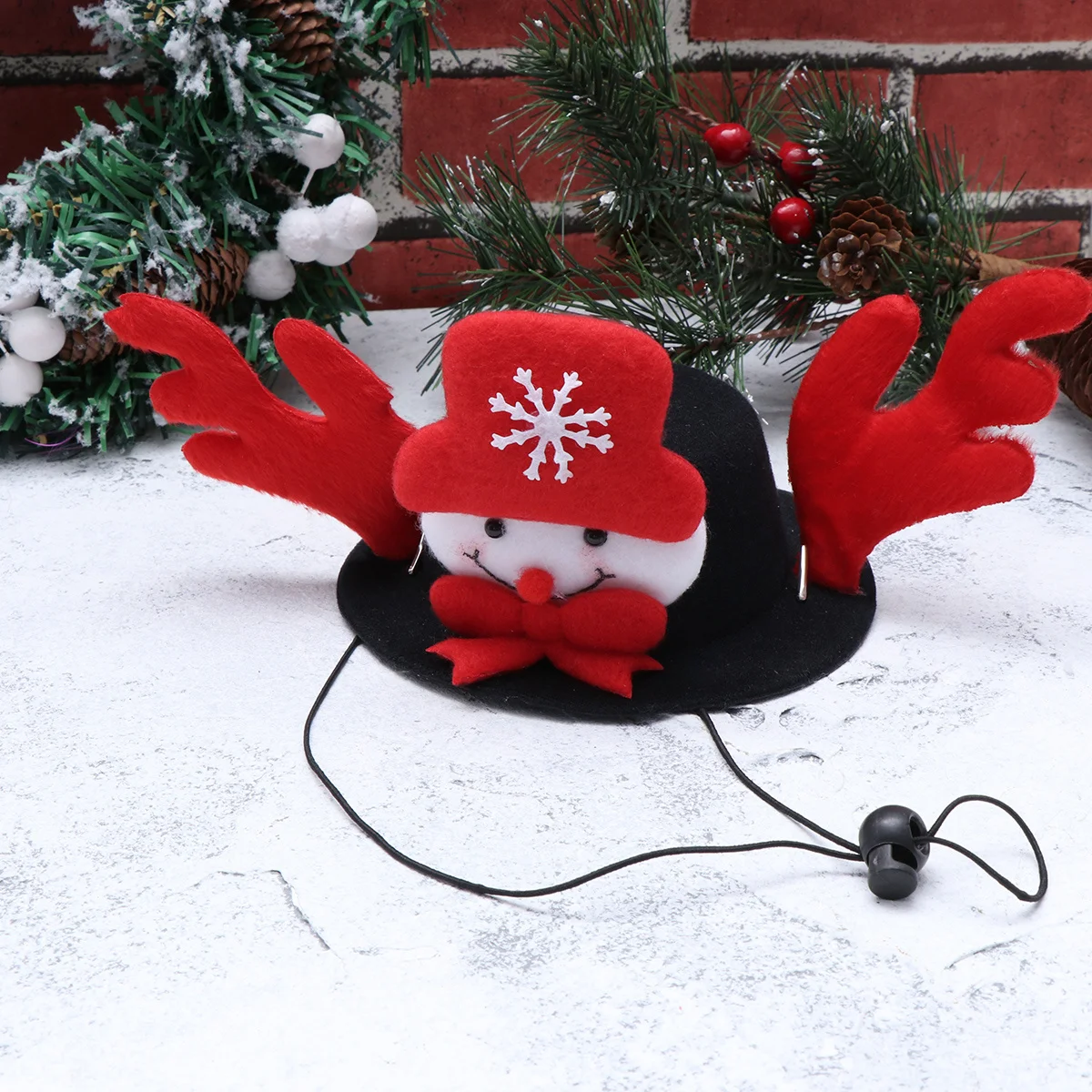 

Pet Christmas Hat Comfortable Fit for Puppy Kitty Adjustable Holiday Party Wear Fun Cosplay Decor Snowman Style