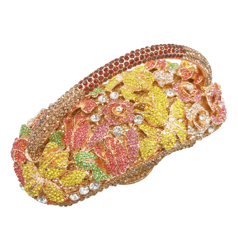 Cheap Factory Price Women Evening Bags Diamond Rhinestone Luxury Flower Basket Clutch Purse - Image 4