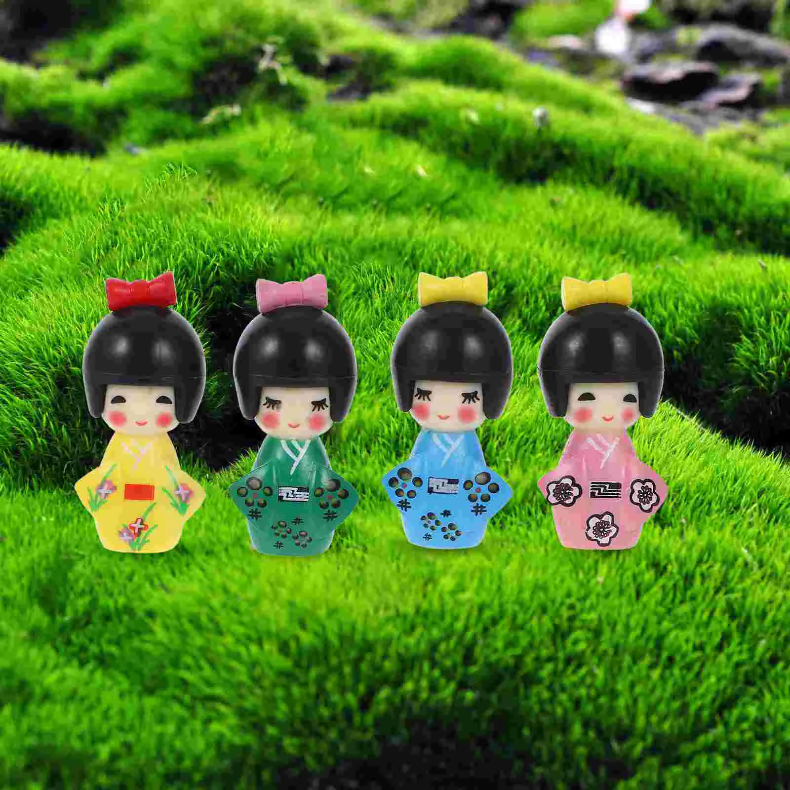 6 Pcs Miniature Kimono Ornaments Car Toy Room Plaything Toys Flower Cake Decorations