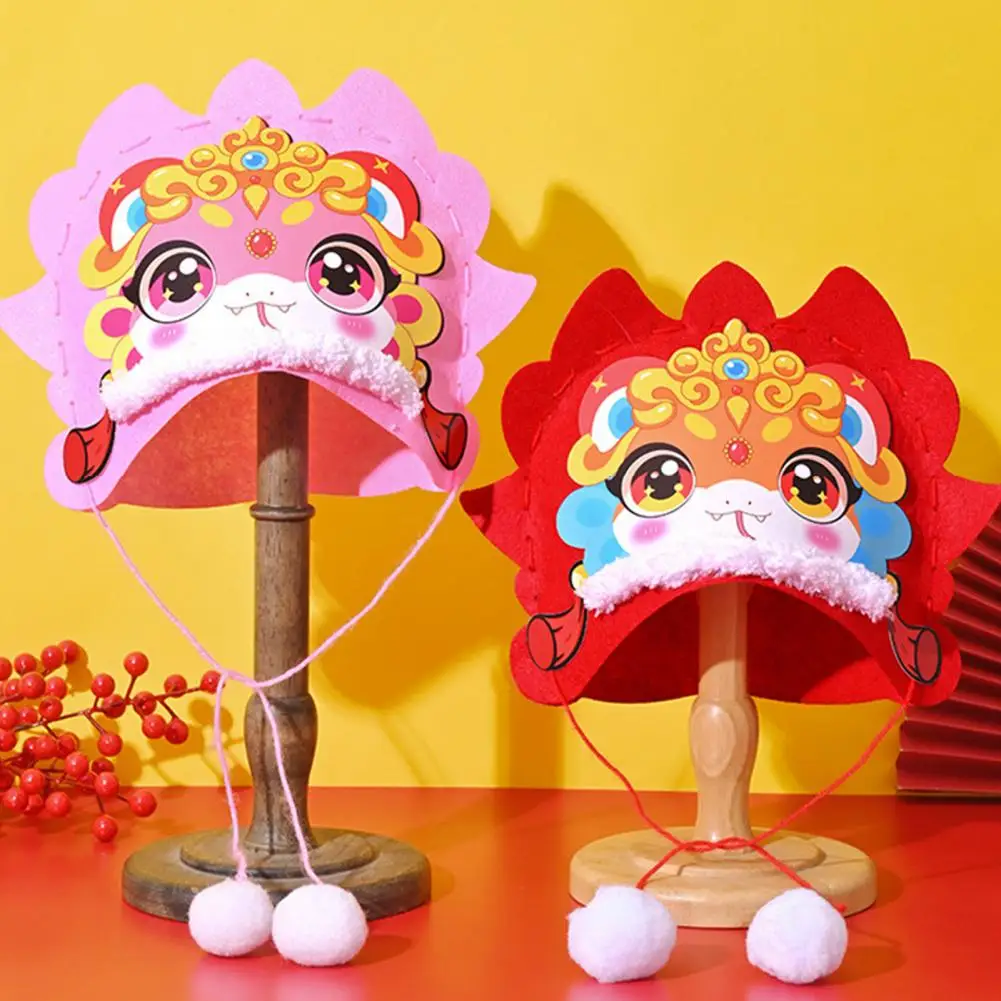 Unique Chinese New Year Decoration Chinese New Year Snake Head Hat Making Kit for Kids Photography Props Festive Dress for Kids