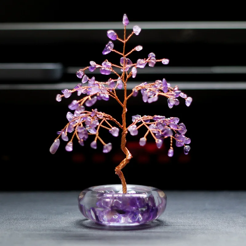Hot-Selling Yellow Stone Crystal Money Tree Handicraft Home Office Decoration Ornament Gift