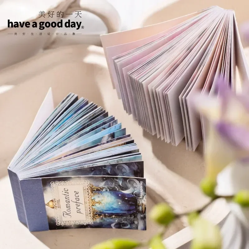 50Sheets Sticker Book Romantic prologue Dream material Supplies Background Base Paper Package Handbook Scrapbook 90*55mm