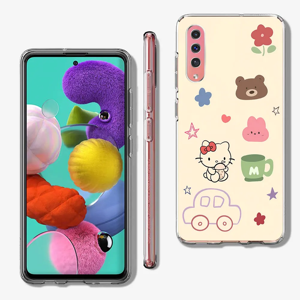 Hello Kitty casing cantik, sarung HP lembut TPU untuk Samsung Galaxy A70 A70s A20e A30s A8 A40 A50 A50s A20 A30 A7 A6 2018 A25 A22