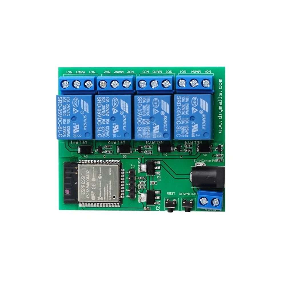 ESP32S 4-Channel WiFi/Bluetooth Relay Module with Built-in Antenna for Smart Home IoT & DIY Automation