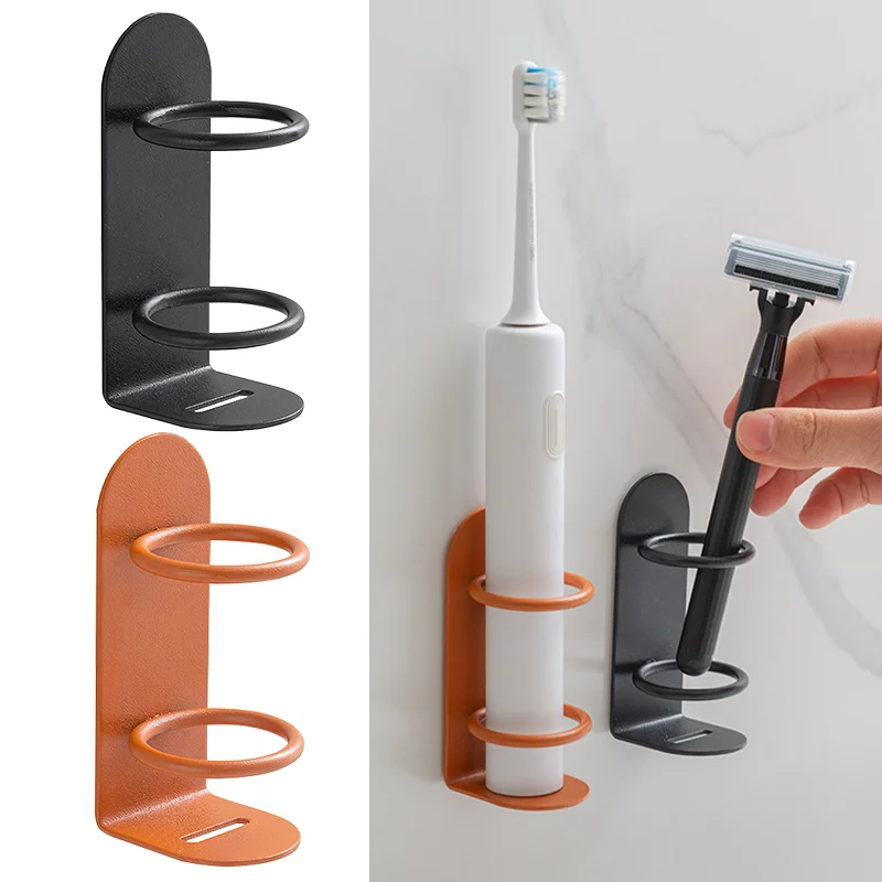 Wall-Mounted Electric Toothbrush Holder Metal Tooth Brush Holder Razor Holder Storage Shelf  Bathroom Accessories Space Saving