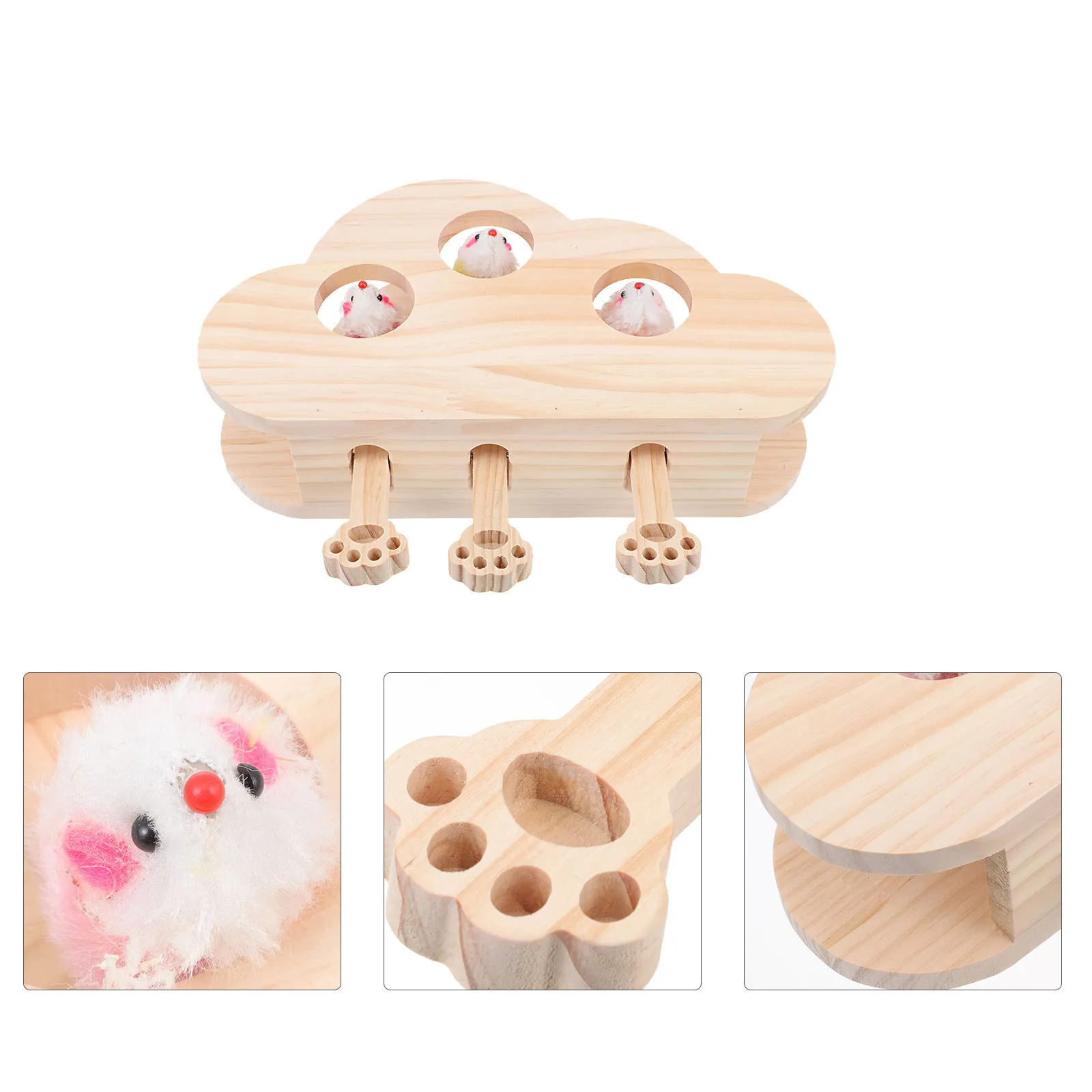 

Wooden Cat Whack Interactive Plaything for Exercise Stress Relief Cat Training Catch Teaser Entertainment Pet Supply