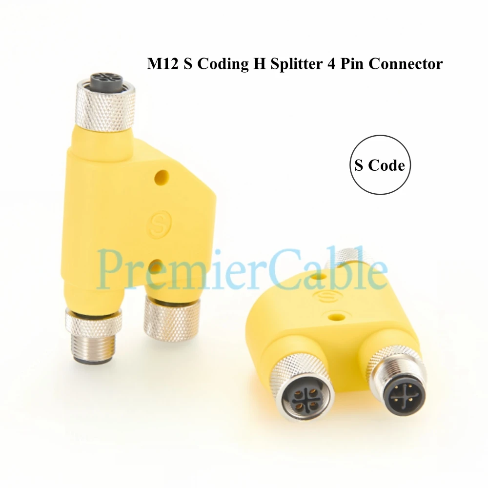 M12 S-Codierung H-Splitter 4-poliger Stecker Y-Splitter S-Code-Kabel Strom IP67 Rundsteckverbinder für die Stromübertragung von Maschinen