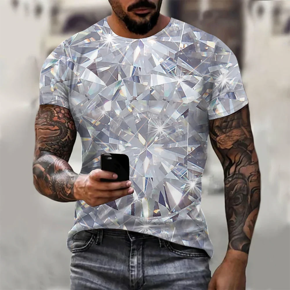 

HX модная мужская футболка с 3D принтом бриллиантового свечения, летние рубашки с короткими рукавами, пуловеры, топы, мужская одежда в стиле хип-хоп