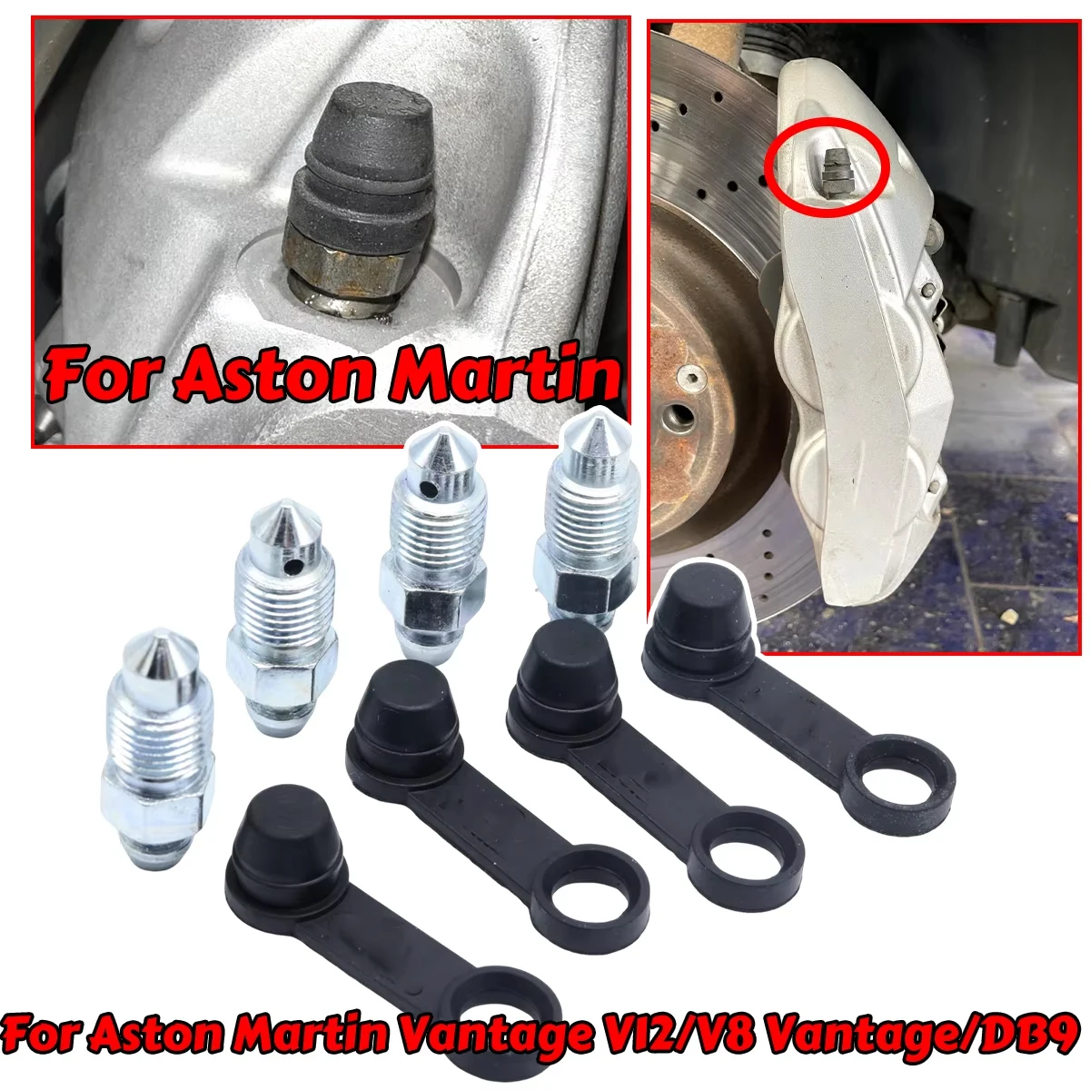 

4/8Pcs Rear Left Right Bleeder Valves and Rubber Dust Caps Caliper Bleed Nipple Screw For Aston Martin Vantage V12 V8 DB9 2004-