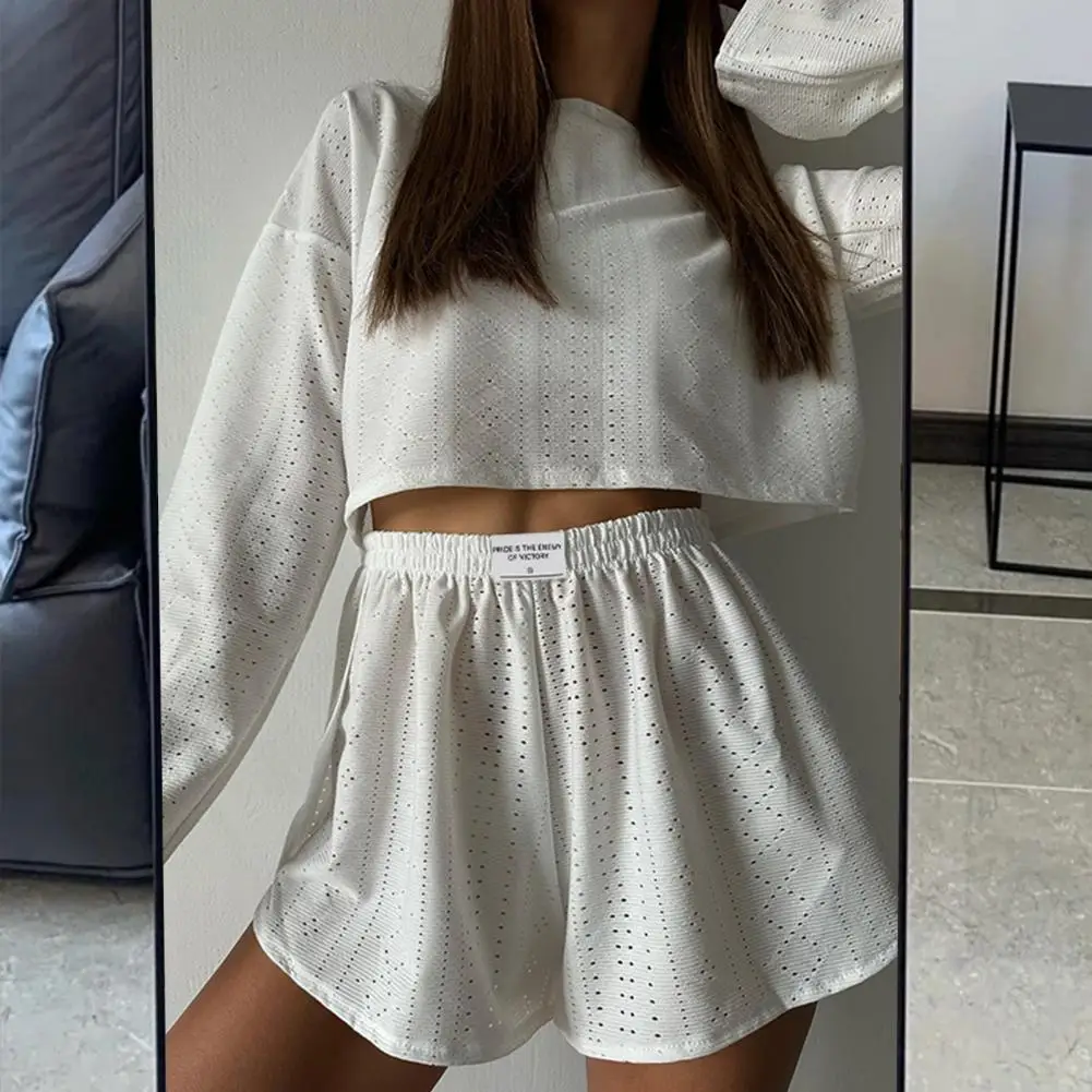 Women Top Shorts Pajamas For Women 2 Piece Sets Loose Short Sleeve O Neck Crop Top Casual Female Suits With Shorts Sleepwear