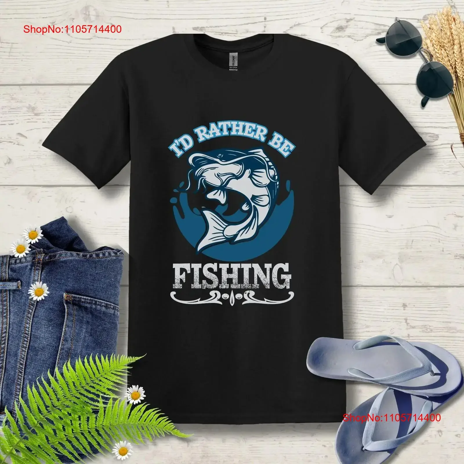I'd Rather Be Fishing T Shirt Perfect for Anglers Who Love Spending Time by the Water vintage Washed Casual graphic Breathable