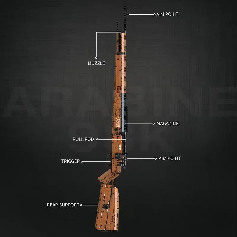 1028PCS Military WW2 Weapons Tech Gun Germany Kar 98K Army Rifle