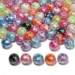 10pcs 15mm Mixed Color Rhinestone Acrylic Beads DIY Pen Design Spacer Bead for Jewelry Making DIY Bracelets Crafts Supplies