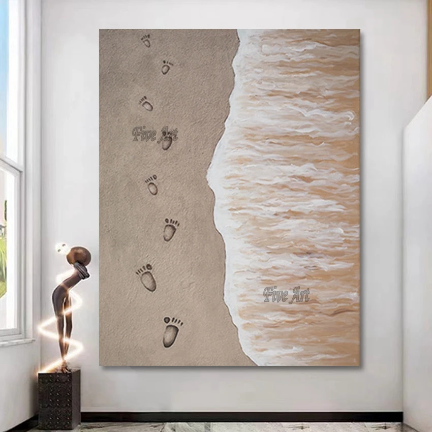 

Frameless Canvas Art Designs Sand Beach Newest Hand Painted Modern Abstract Acrylic Oil Painting Living Room Pictures For Walls