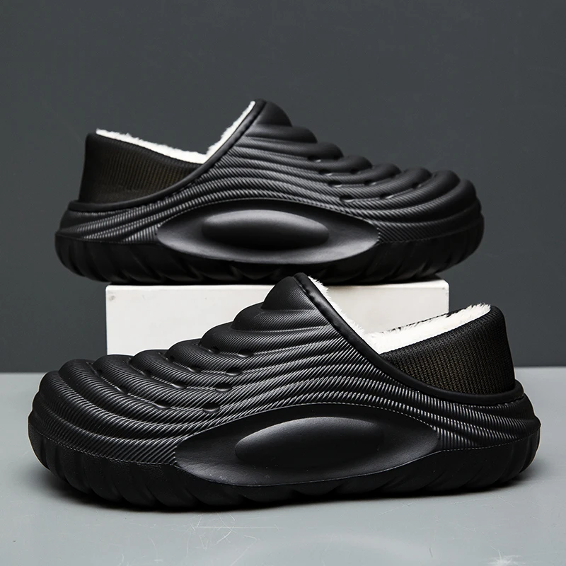 رجل القطن قباقيب الشتاء الدافئة نعال قماش للرجال مكافحة زلق مقاوم للماء منزل الشرائح عادية الانزلاق على أحذية قطنية للرجل #1