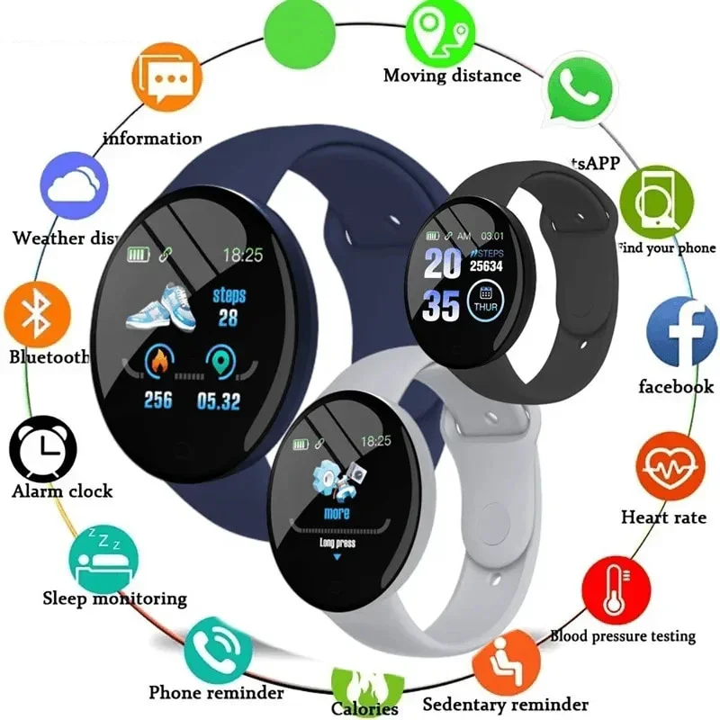 New D18 Smartwatch Circular Color Screen With Multiple Sports Modes Call Information Reminder Photo Taking Music Smart Bracelet