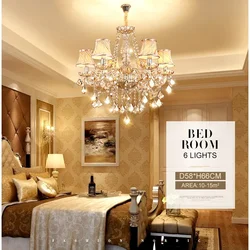 Modern LED Amber/Transparent Crystal Chandelier Lights for Living Room Fixture Indoor Pendant Lamp With Lampshade E14 Socket