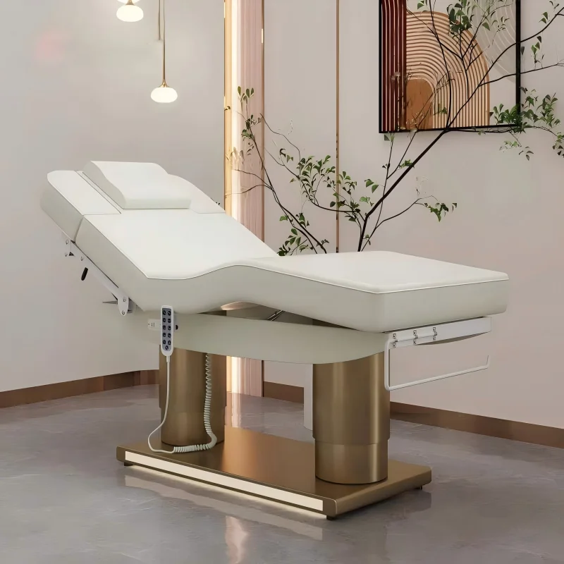 

Professional Massage Table Electric Facial Bed Massage Bed Beauty Salon 4 Motors Eyelash Bed Gold Base