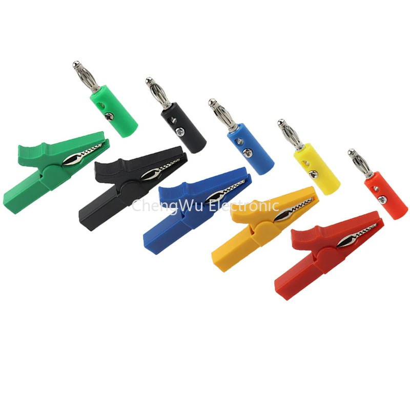 

2Pair 55MM Alligator Clip Crocodile Clamp 4mm Banana Plug Connector Cable Electrical Test Clips Battery Multimeter Testing Probe