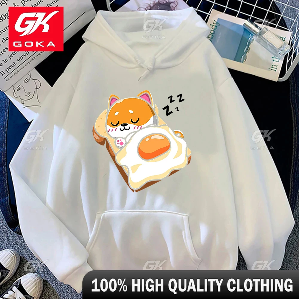 Toast Shiba Inu Hoodie New Kawaii mans Womens Aesthetic Graphic Hoodies Unisex Autumn Winter Cute Harajuku Pullovers Sweatshirts