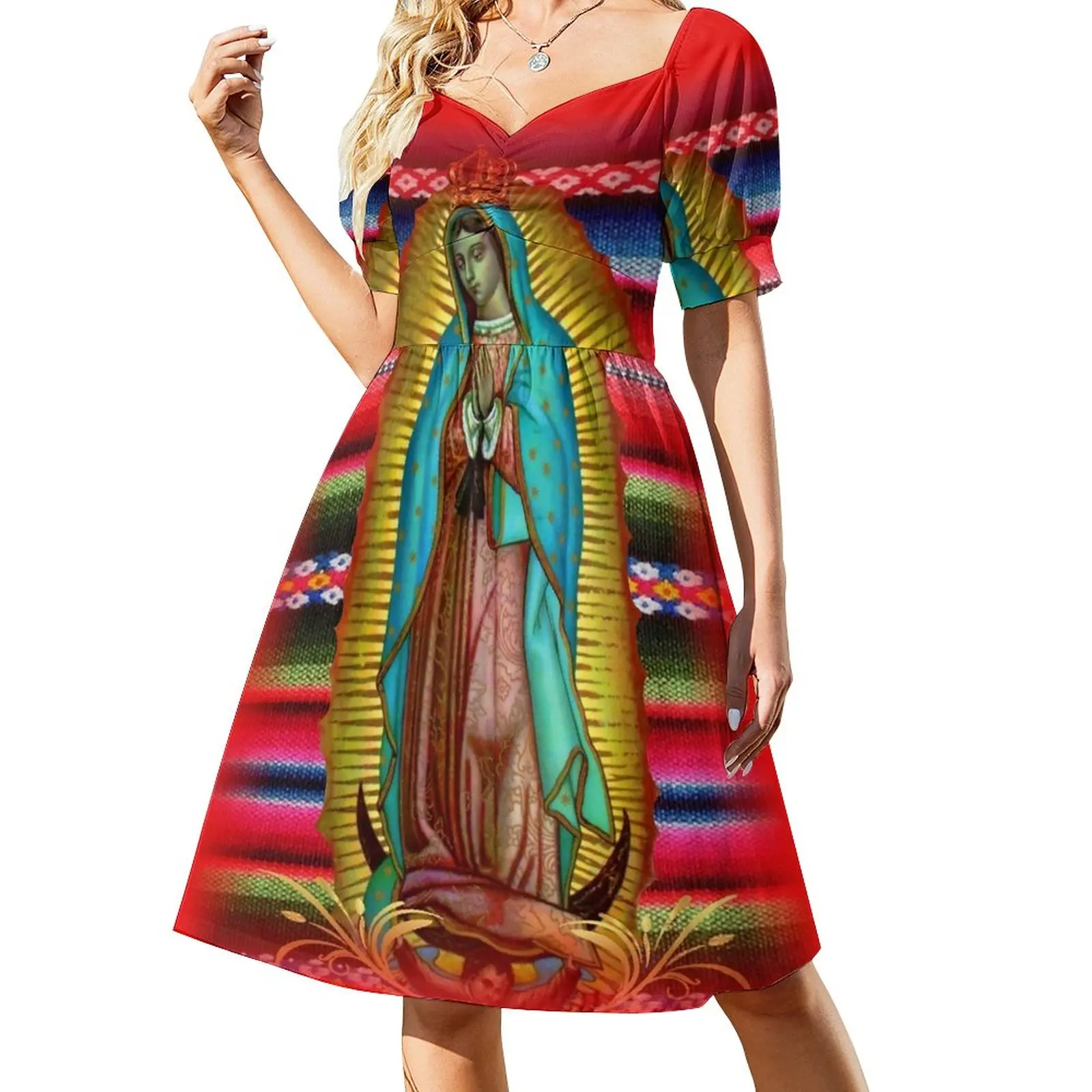 Our Lady of Guadalupe Virgin Mary Zarape Red Dress summer clothes for women prom dresses 2023