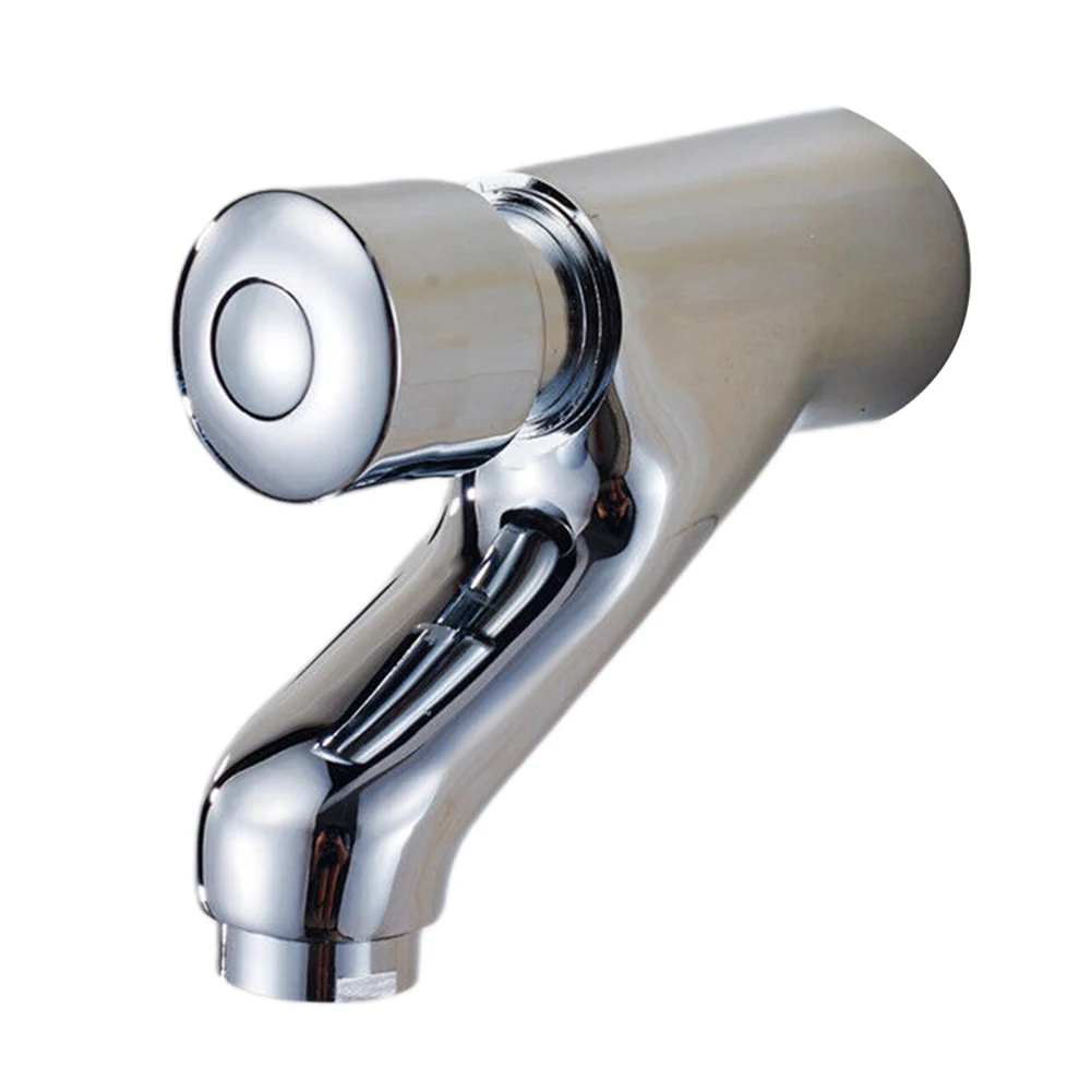 

Bathroom Self Closing Tap Wall Mount Faucet with Delay Single Lever Brass Chrome for Modern Water Saving Sink Installation