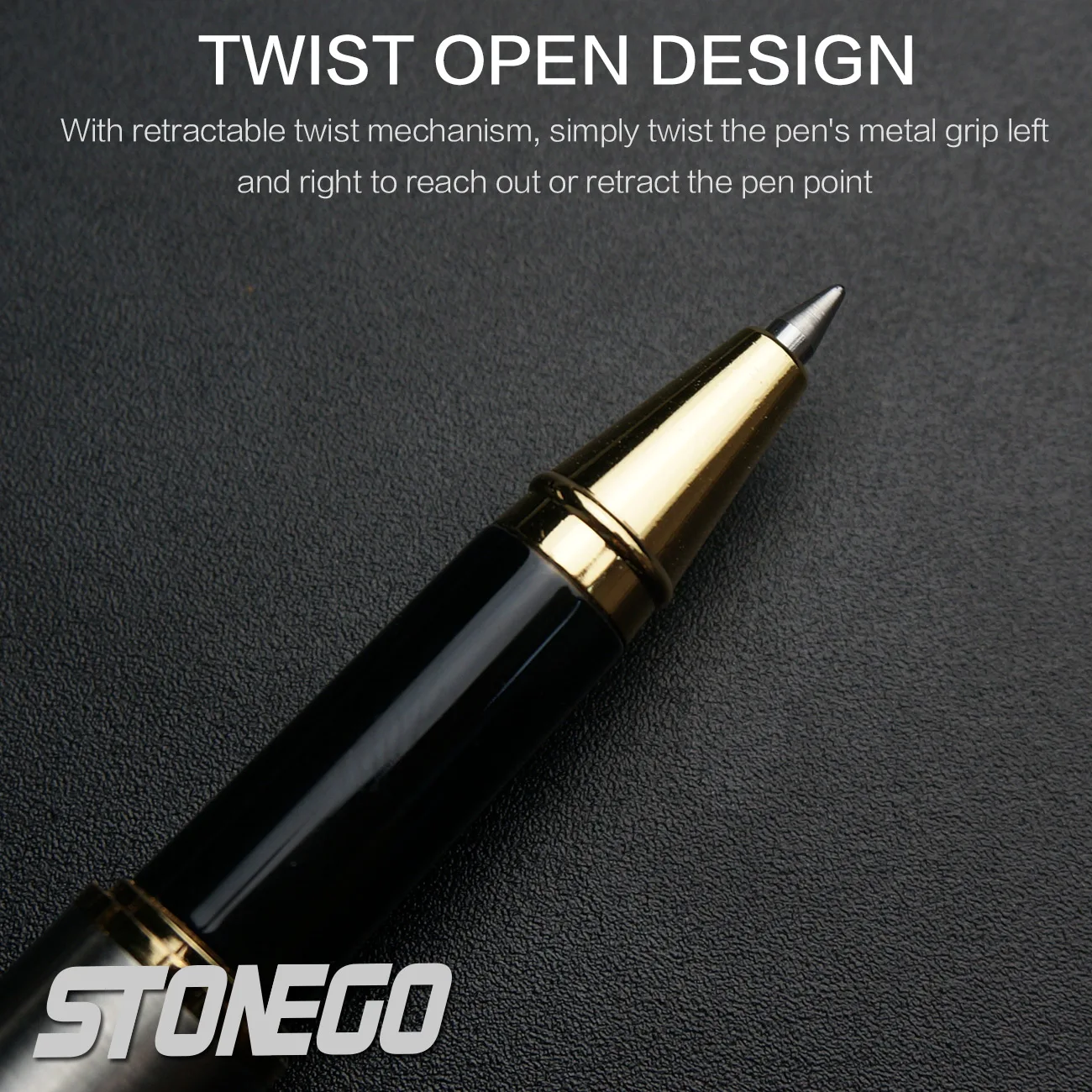 قلم الكرات الدوّارة المعدني من الفولاذ المقاوم للصدأ، أداة كتابة الأعمال التنفيذية الأنيقة، جودة ممتازة