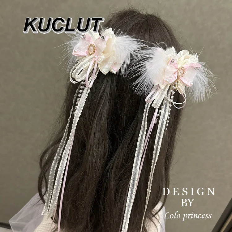 

New Headwear Sweet and Cute Lolita Hairclip Handmade Hair Accessories for Gilr Sweet Princess Style Feather Wing Headwear