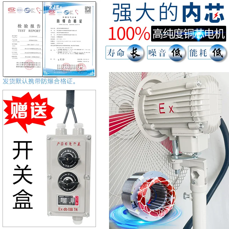 Explosion-proof shaking head fan BTSFB-500 Floor type 600 Wall-mounted 750 horn fan 380V fan 220V exhaust