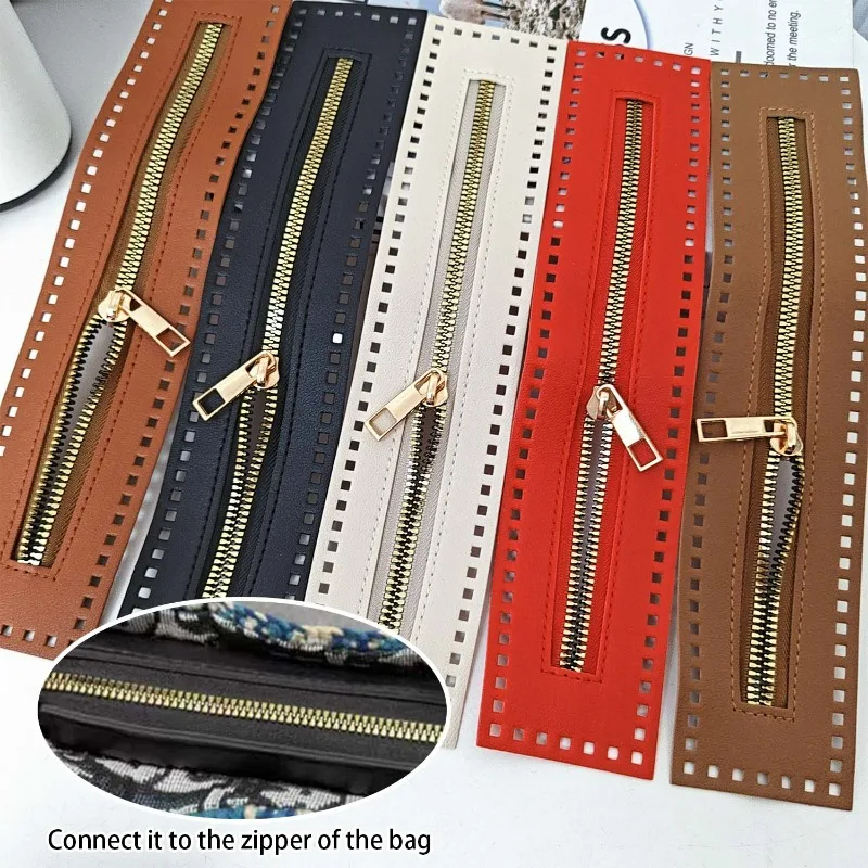 1-2Pcs Leather Zipper DIY Double Sided Puller for Handmade Crochet Bags Craft Making for Women Men Purse DIY Sewing Accessories