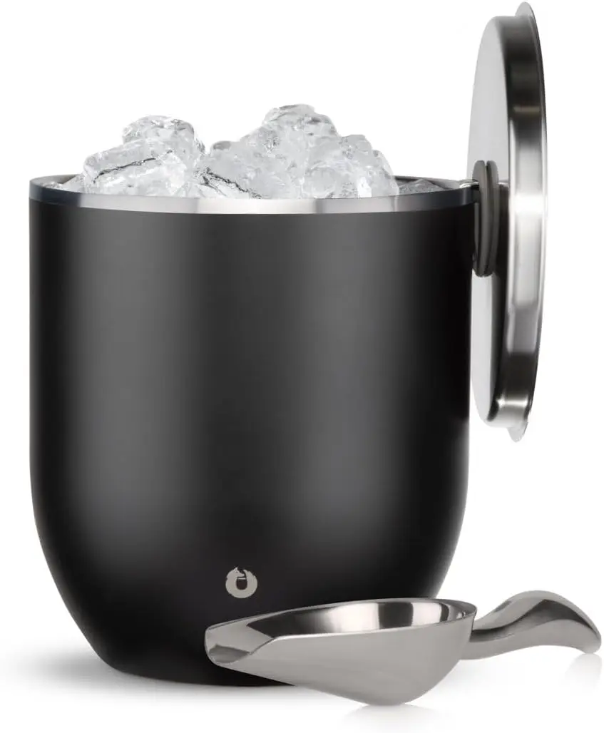 

Premium Vacuum Insulated Stainless Steel Ice Bucket with Lid/ for Parties,Beautiful Outdoor Entertaining Supplies,3L,Matte Black