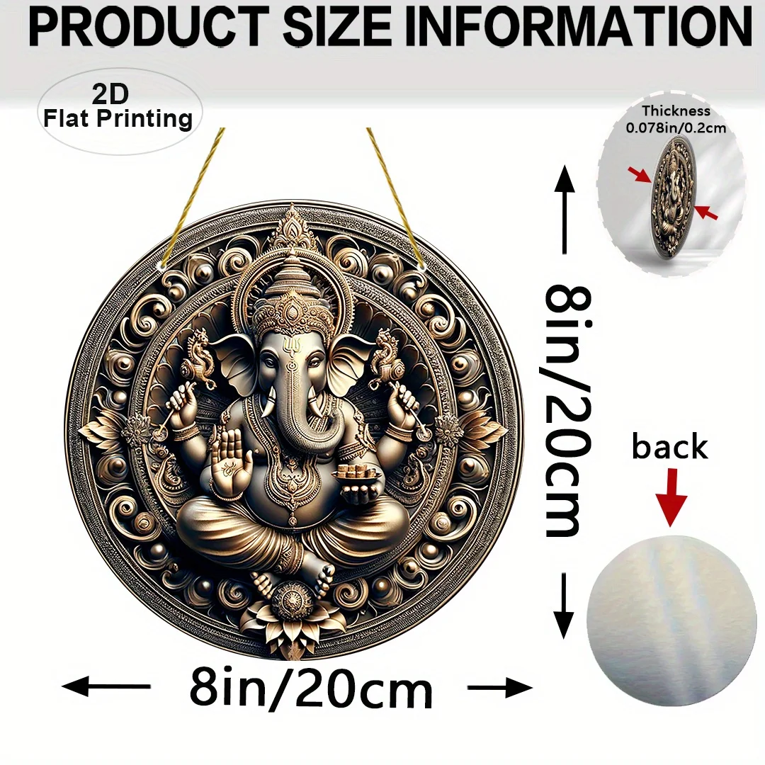 CIFBUY Retro Hindu Ganesha Spiritual Aluminum Wall Art Waterproof Wearproof Home Temple Altar Yard Room Decor Gift