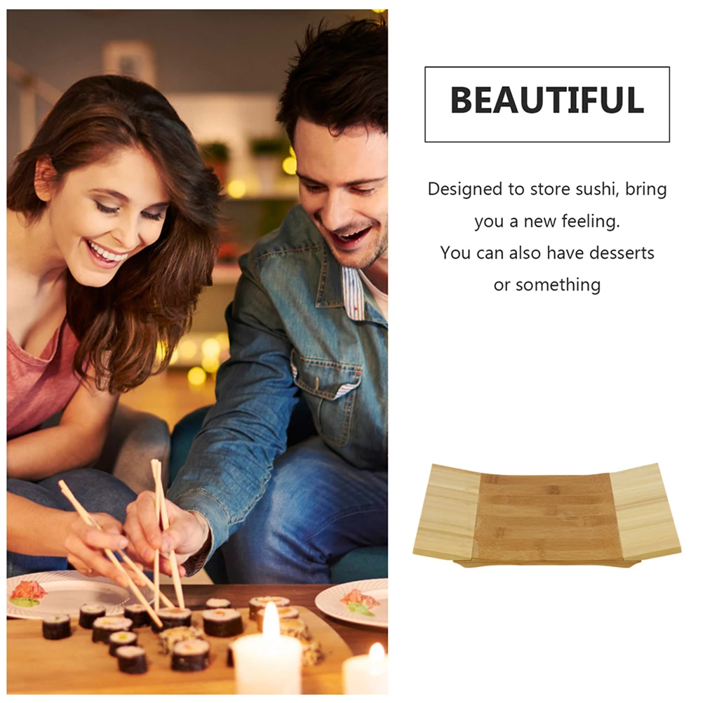 

Bamboo Sushi Plate Food Dish Serving Tray Classic Design Restaurant Hotel Party Family Washable Smooth Texture