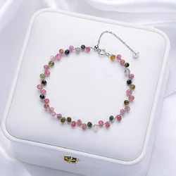 3MM Natural Stone Tourmaline Bracelet on Hand For Women Jewelry Party Wedding Luxury Gift Amethyst Handmade Bangle Adjustable