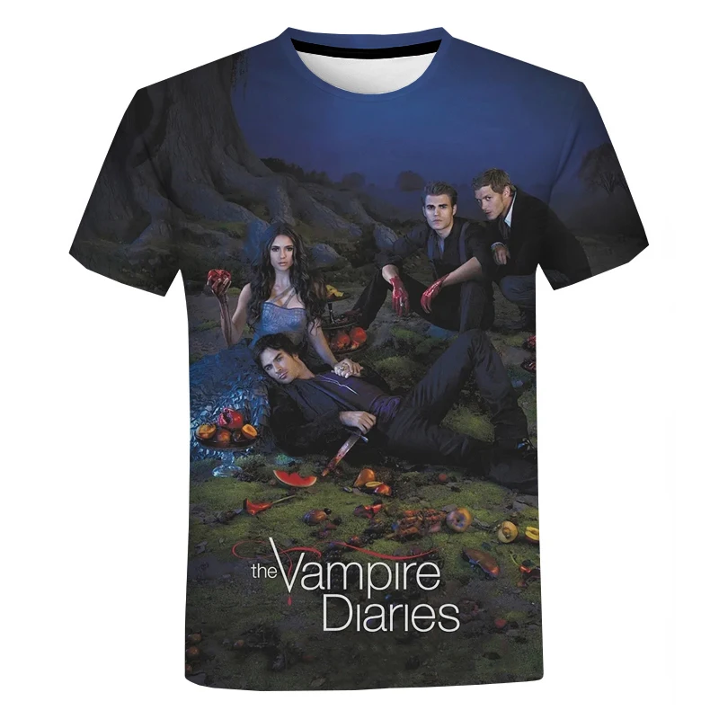 TV Series The Vampire Diaries 3D Print T-Shirt Summer Streetwear Men Women Fashion Oversized Unisex Hip Hop Tees Tops