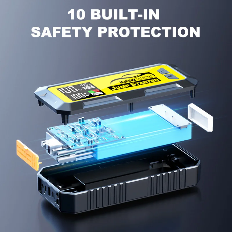 4 In 1 Portable Booster Car Battery 100W Car Jump Starter Device Power Bank Super Capacitor With Fast Charging DC Output
