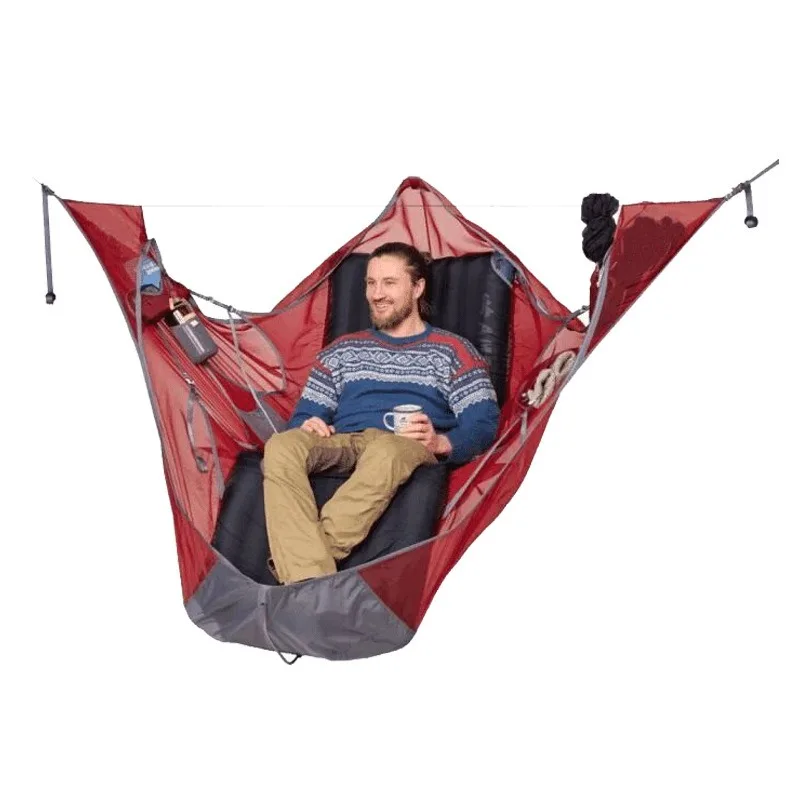 Outdoor Survival Portable Single Hammock Tear-proof Mosquito-proof Lying Flat Hammock Camping Elevated Sleeping Bed