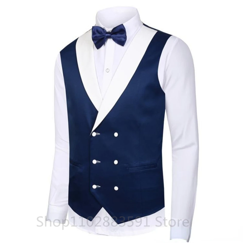 Red Splicing Men‘s Suits 3 Pieces White Shawl Lapel Casual Tuxedos Suits Men (Blazer+Vest+Pants) For Wedding Groomsmen 2024