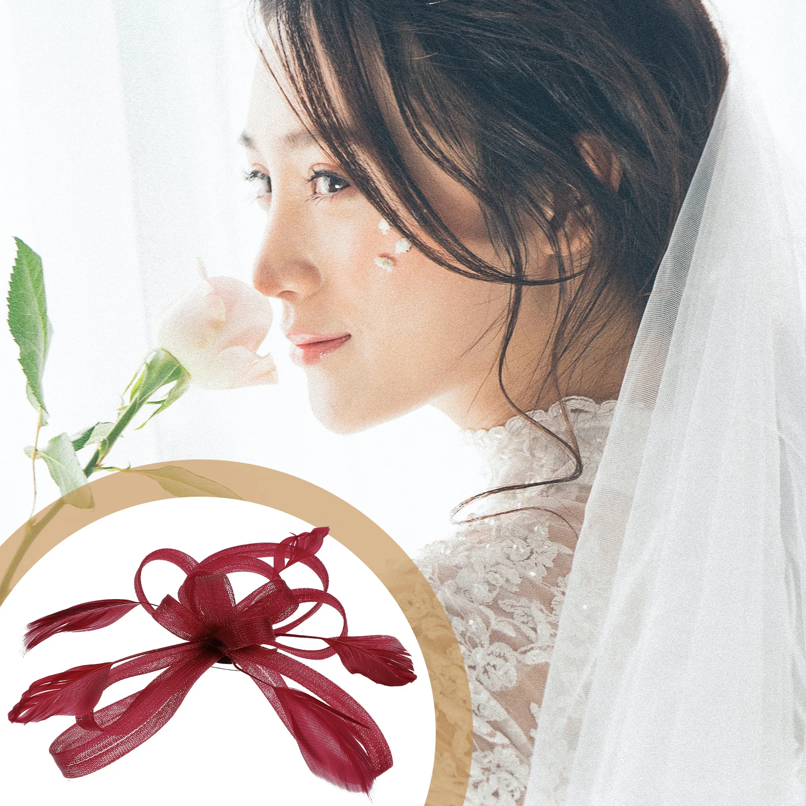 

Hair Clip Elegant Wedding Bridal Fascinator Maroon Accessory Banquet Party Hairstyle Pin Fashion Hairband