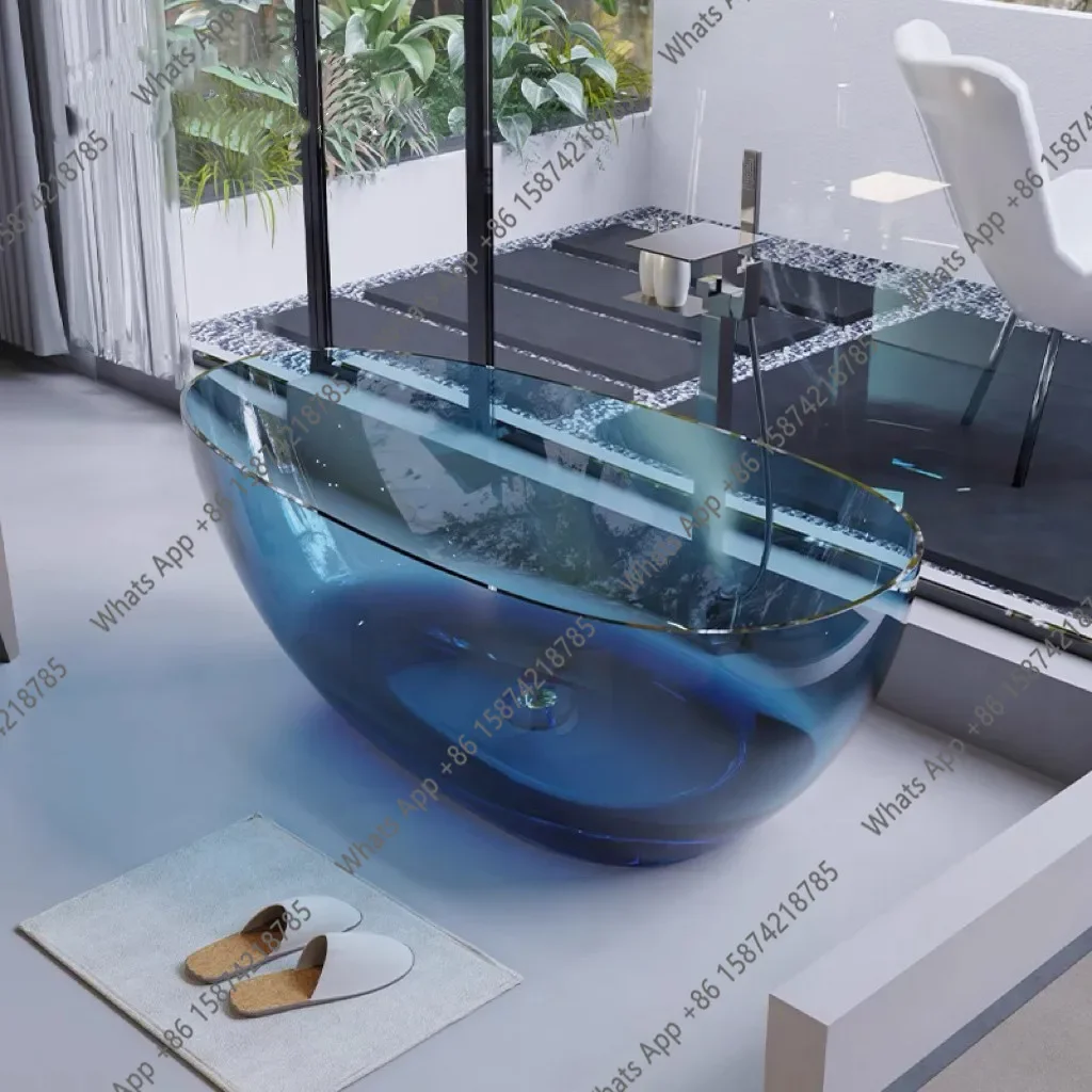 

PC Pure acrylic transparent bathtub household color crystal resin small apartment hotel double bathtub