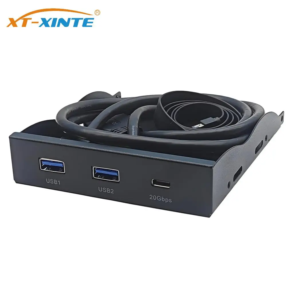 USB3.2 GEN2 TYPE-C محرك الأقراص الضوئية 5.25 بوصة/3.5 بوصة أو اللوحة الأمامية لمحرك الأقراص المرنة بمنفذين USB3.2 + 1 منفذ USB3.2 Type-C 20 جيجابت في الثانية أو 1xHD-AUDIO