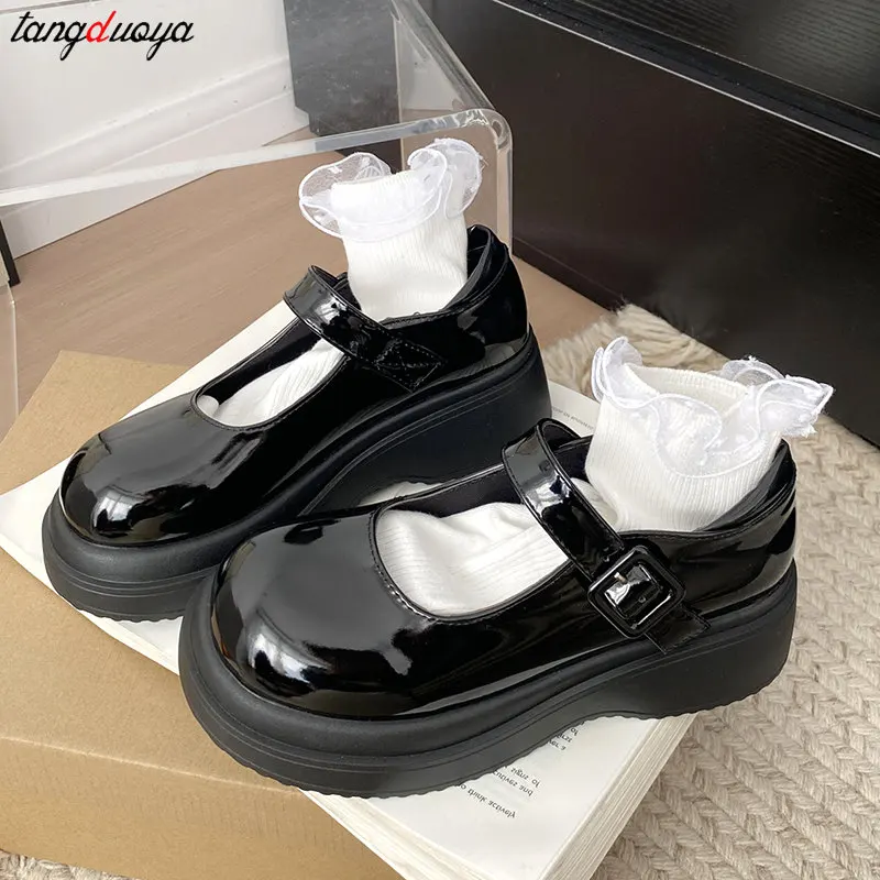 Cute Harajuku Mary Jane Shoes Women Thick-soled Shoes Japanese jk Uniform Original Girl College Style Lolita Shoes Oxford shoes