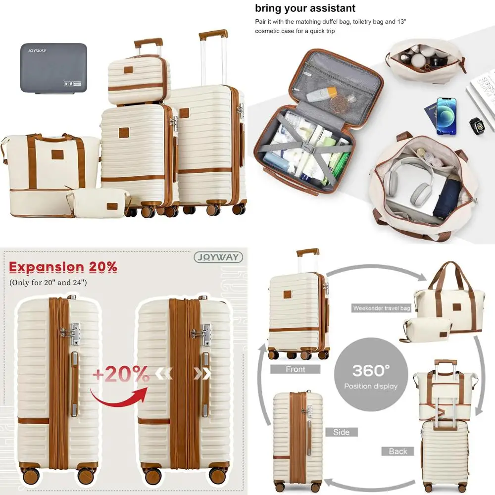 

Expandable Hardside Spinner Luggage Set - 2 Piece Carry-On and Check-In Suitcases with TSA Lock, White, 13/20/24 Inch Options