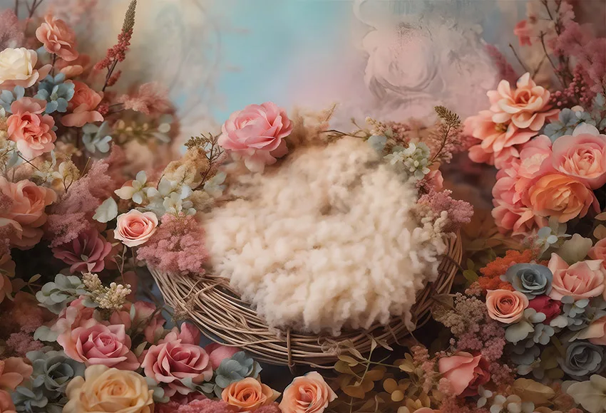 Photography Backdrop Newborn Baby 1st Birthday Party Backdrop Decor Flower Basket Baby Shower Portrait Photozone Banner