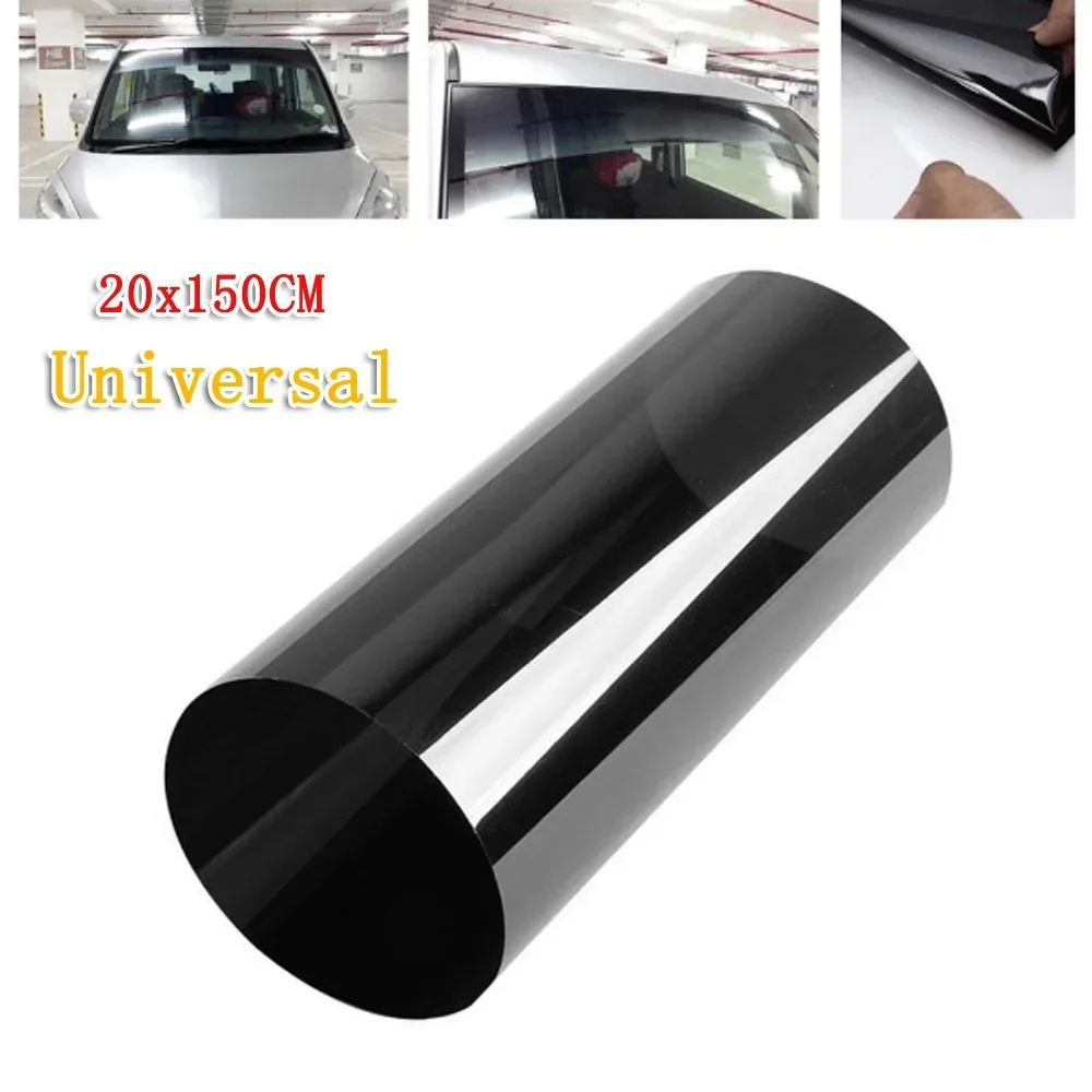 20cm*150cm Car Front Windscreen Solar Protection Black Transparent Solar Film Anti-UV Sun Shade UV Blocking Rating 99% NEW