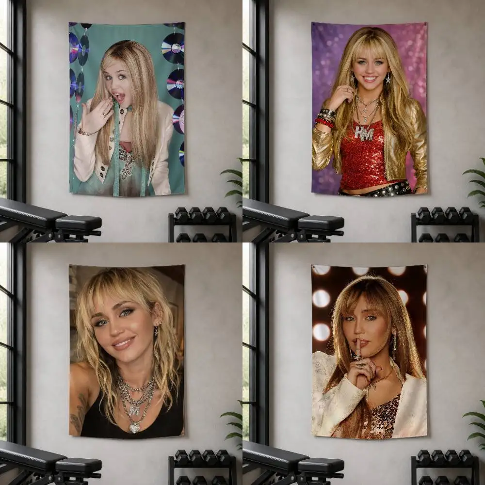 M-Miley Cyrus Decorative Hanging Flag with Grommets for Garage Bedroom Dorm Wall Decor