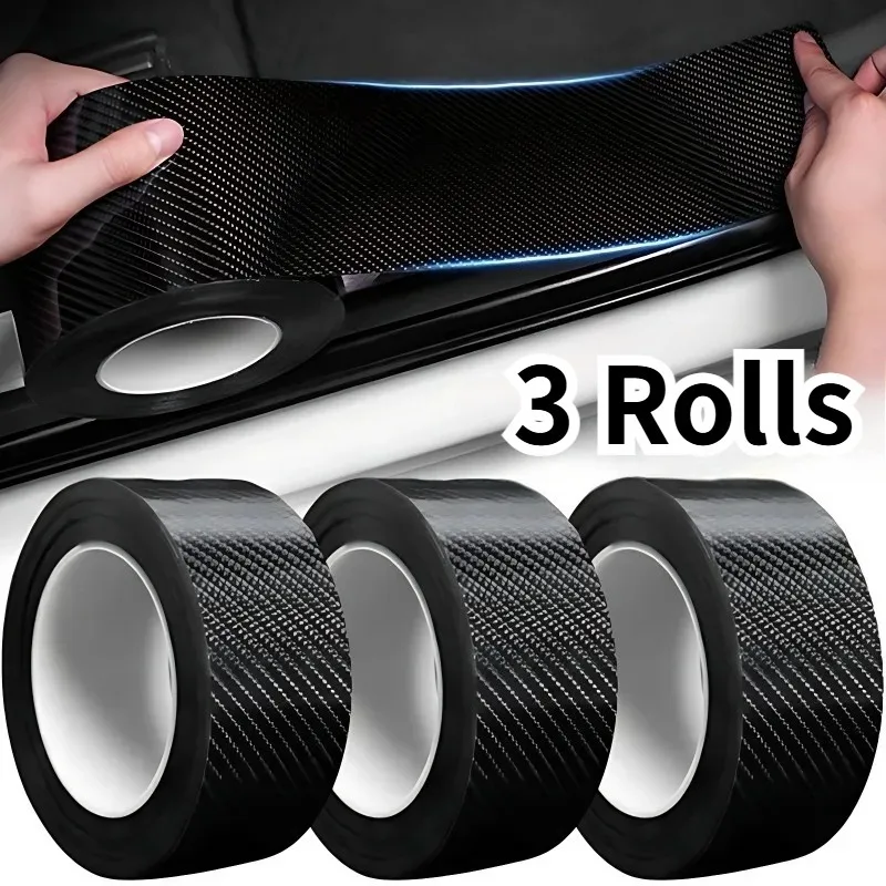 

3 рулона 3D нано-углеродное волокно, защита края двери автомобиля, водонепроницаемая и устойчивая к царапинам пленка из ПВХ, предотвращающая столкновения, черная