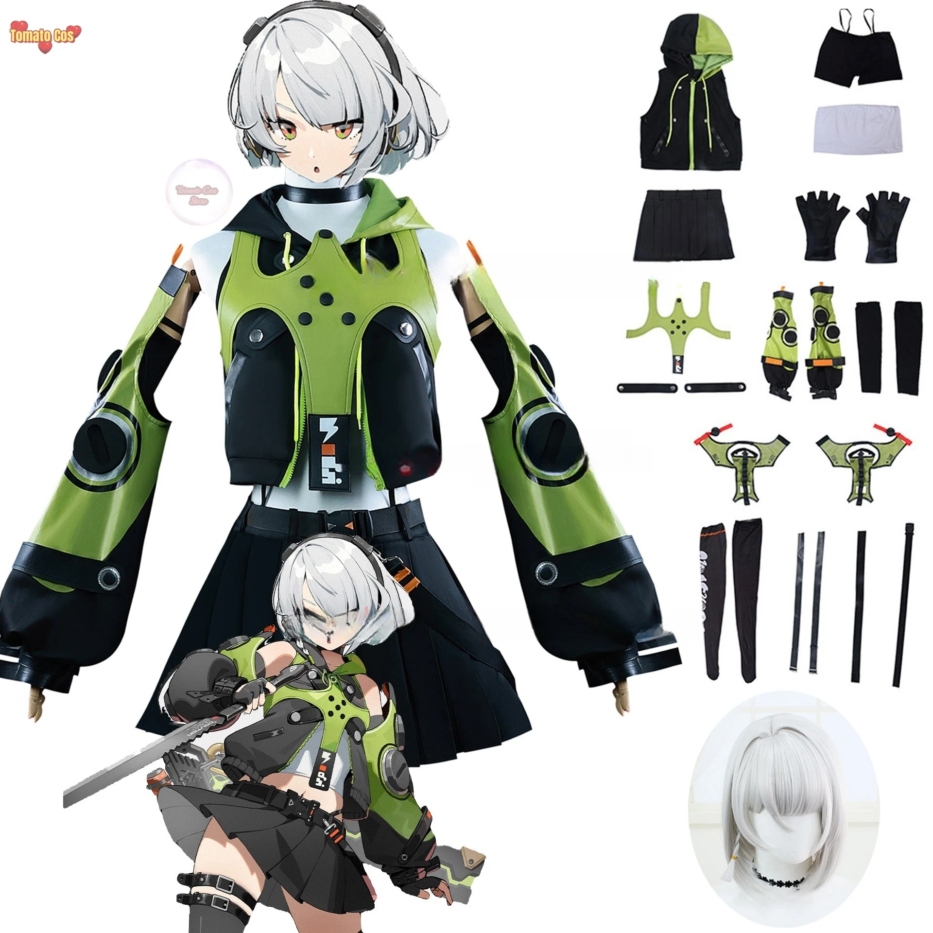 ZZZ Anby Demara Cosplay Costume Full Set Outfit Uniform Prop Zenless Zone Zero Anby Demara Cosplay Costume Gentle House Member